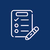 A blue background with an image of a pen and paper.